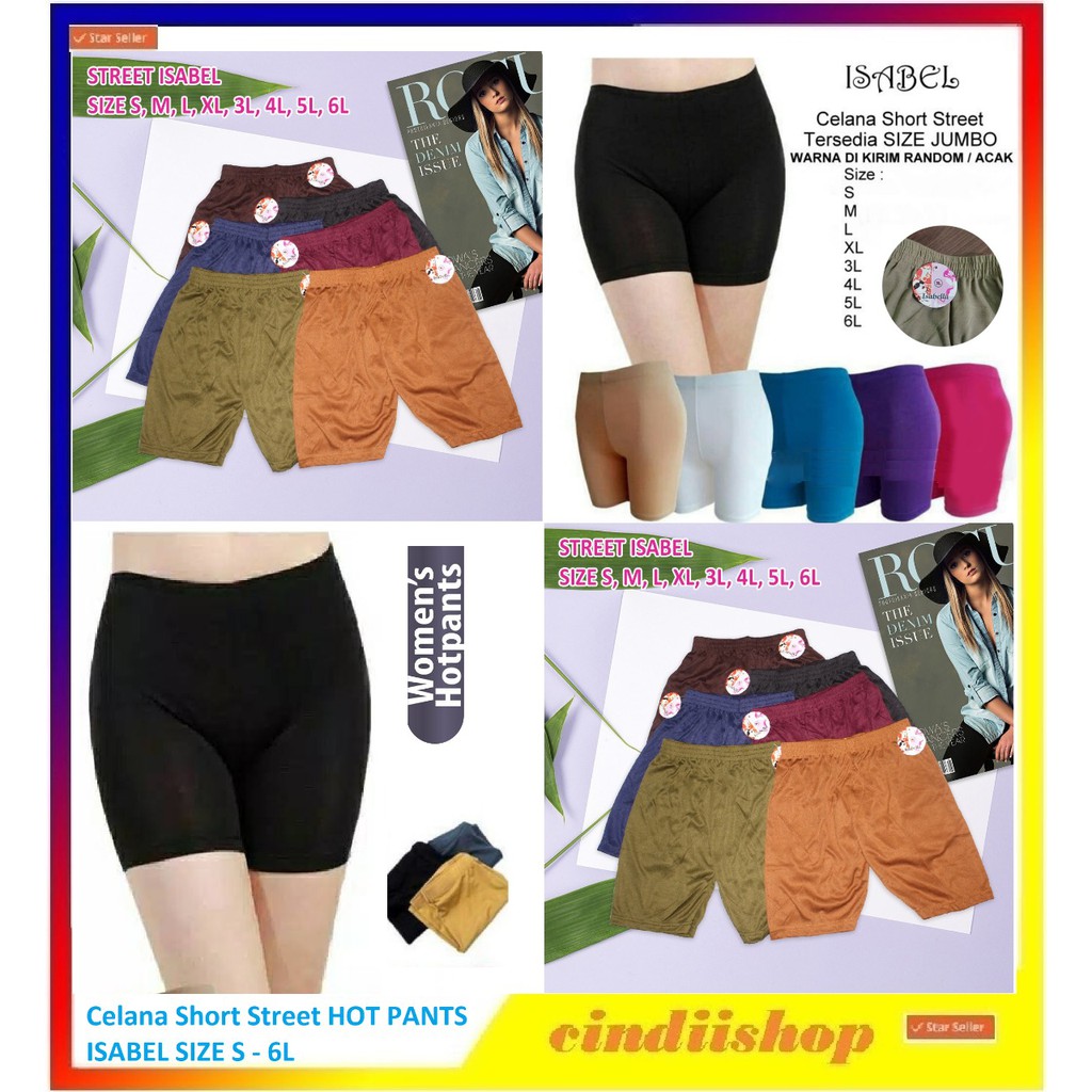 Celana Short Street ISABEL Hot Pant Mini Pop Daleman Wanita Pendek Leging Size Jumbo Isabela Legging