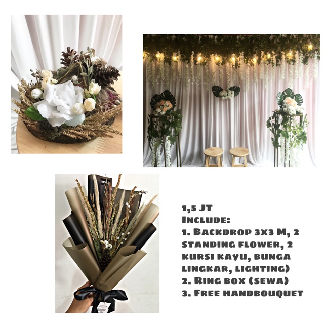 Backdrop / lamaran engagement / dekorasi engagemen / rustic / semi rustic dekorasi