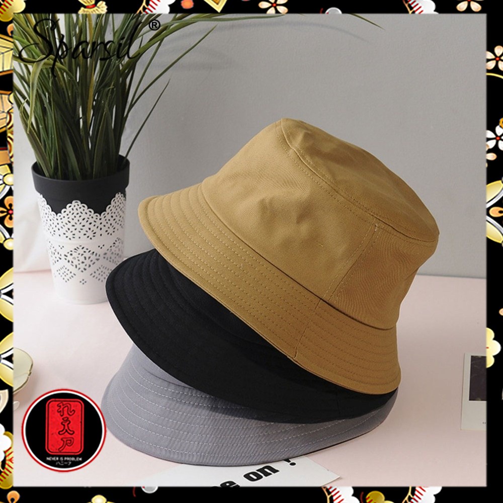 Sparsil Topi Bucket Hat Pria Wanita Dua Sisi - Black