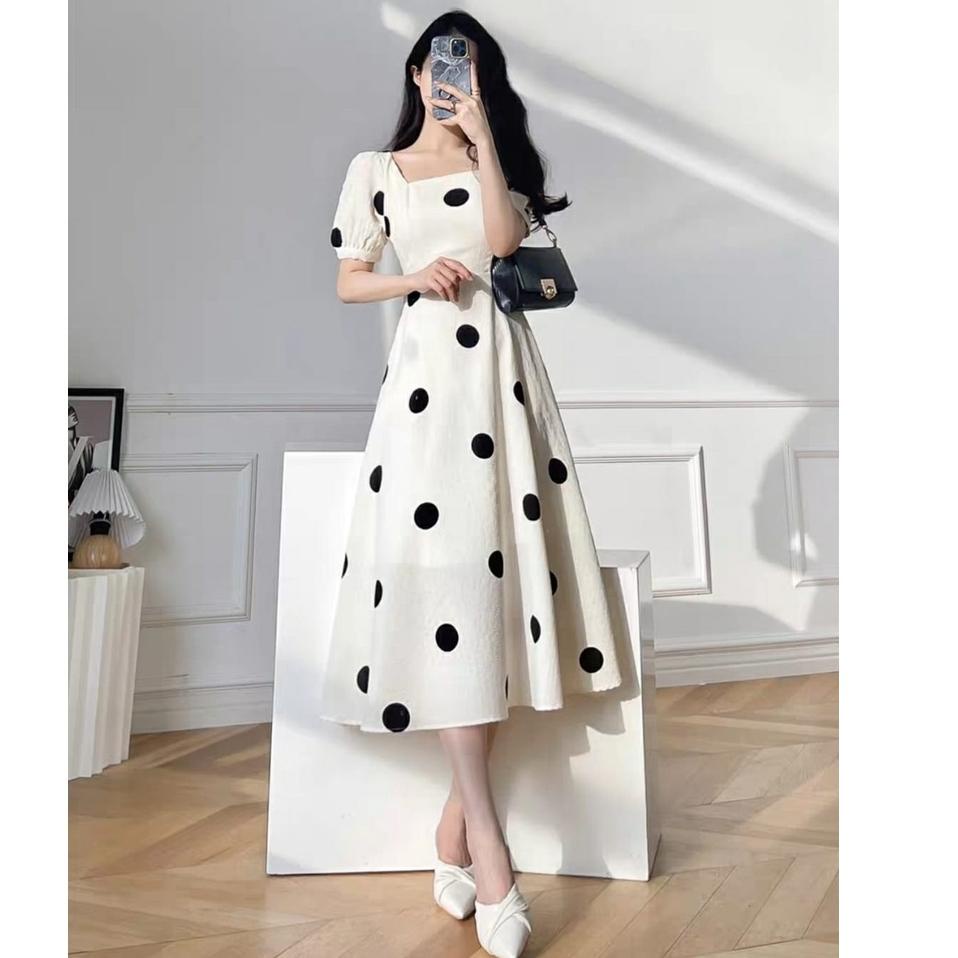 Serbuuuu.. FWG - DRESS FARAH POLKA / DRESS PESTA / DRESS WANITA / LONGDRESS CASUAL