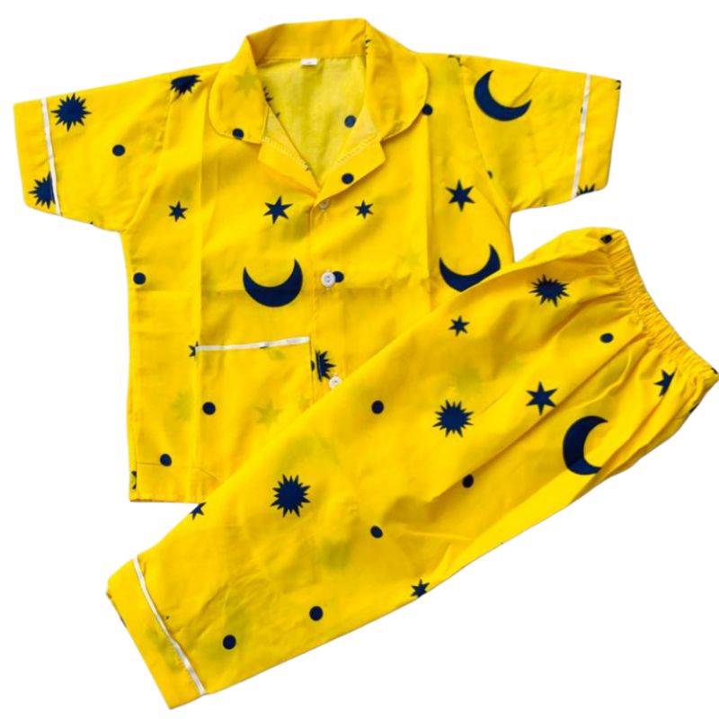 (COD) Piyama anak karakter/baju tidur anak motif Starmon kuning/pakaian tidur anak cowo cewe