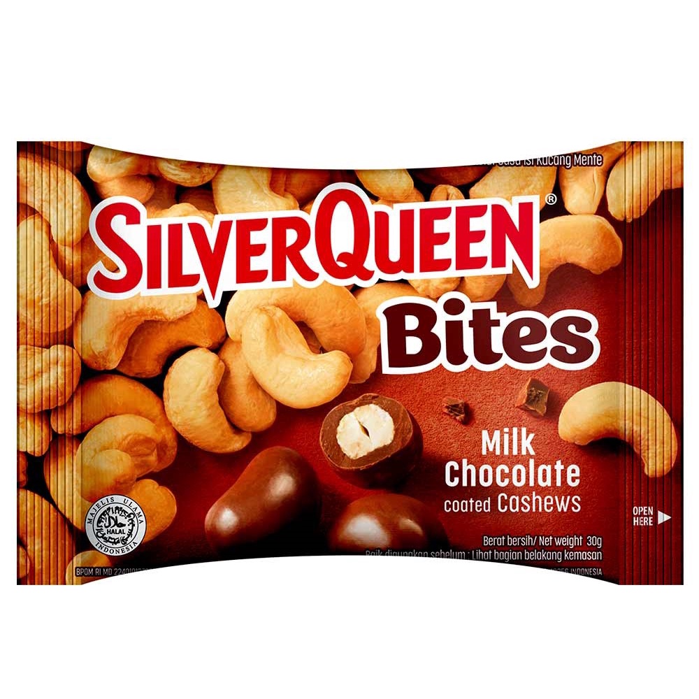 

Chocolate Bites Silver Queen Cashew Nut 30 Gram pack, Chocolate Bites Silver Queen Almonds Nut 30 Gram, Chocolate Almond Silver Queen 58 Gram pack, Chocolate Cashew Silver Queen 58 Gram pack, Chocolate Milk Silver Queen Fruit & Nut 58 Gram pack,