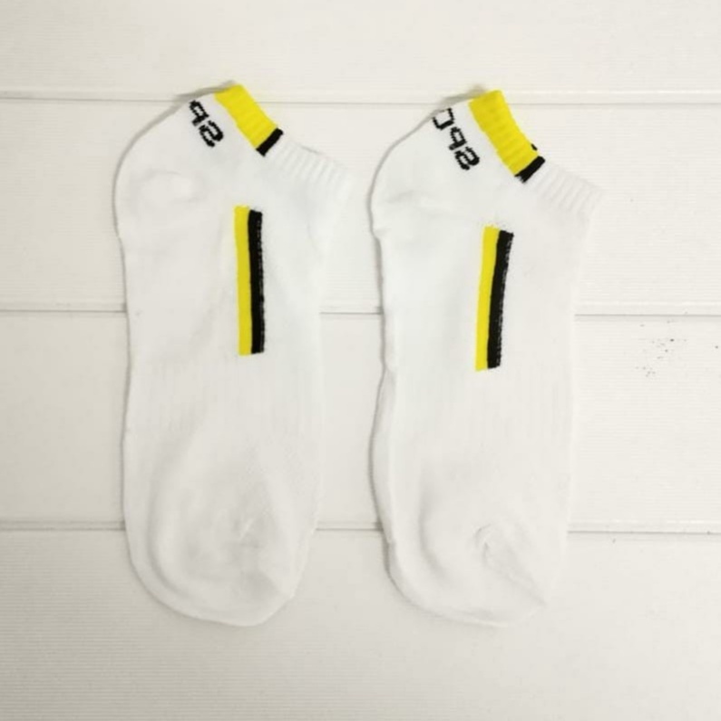 ✧YUKSHOPING✧ R103 Kaos Kaki Polos 6 Garis Unisex Fashion Wanita/Pria Kaos Kaki Import Murah Jakarta-SPORT PUTIH KUNING