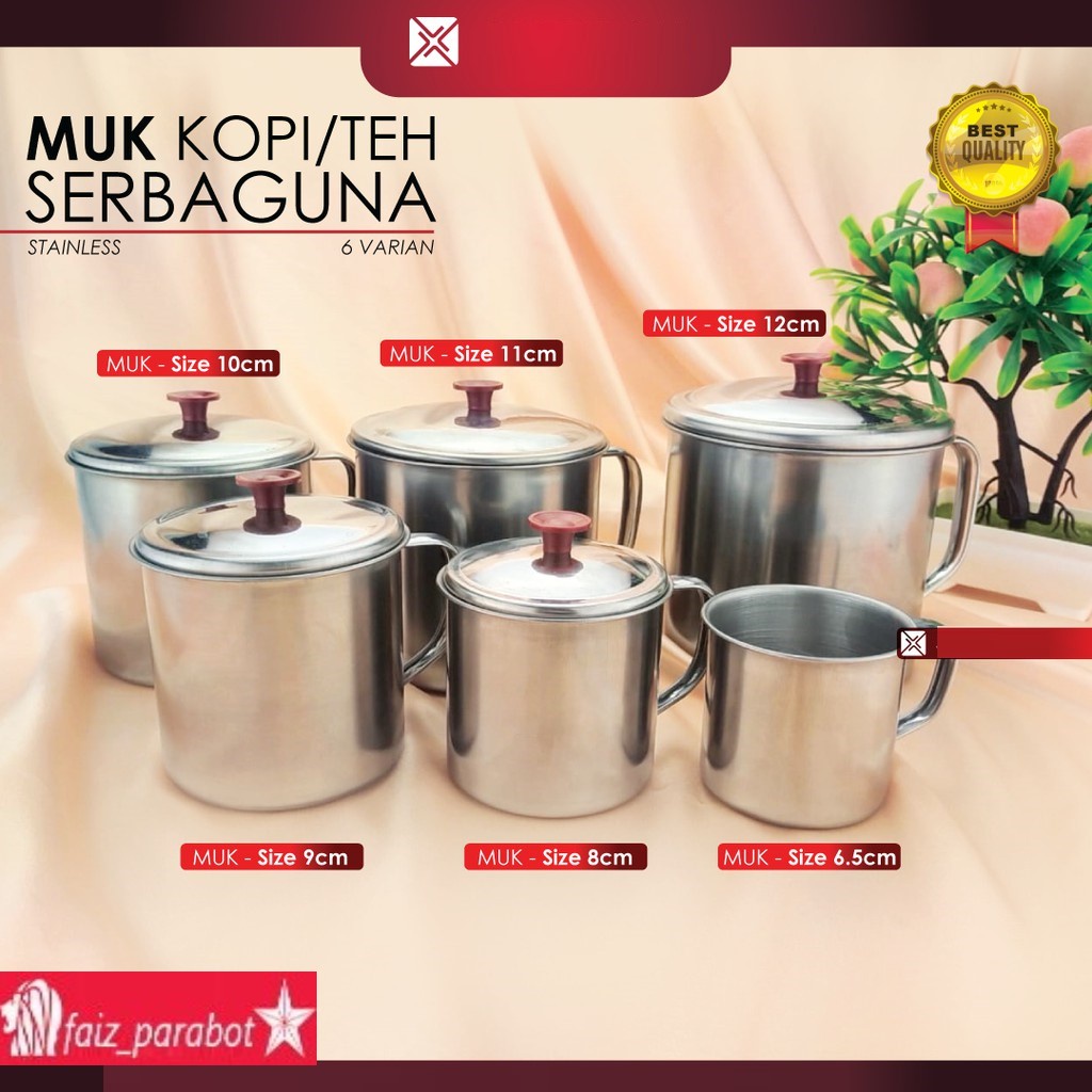 Muk Stainless 7 8 9 10 11 12cm mug gelas Cangkir Serbaguna Kopi Teh Susu Murah