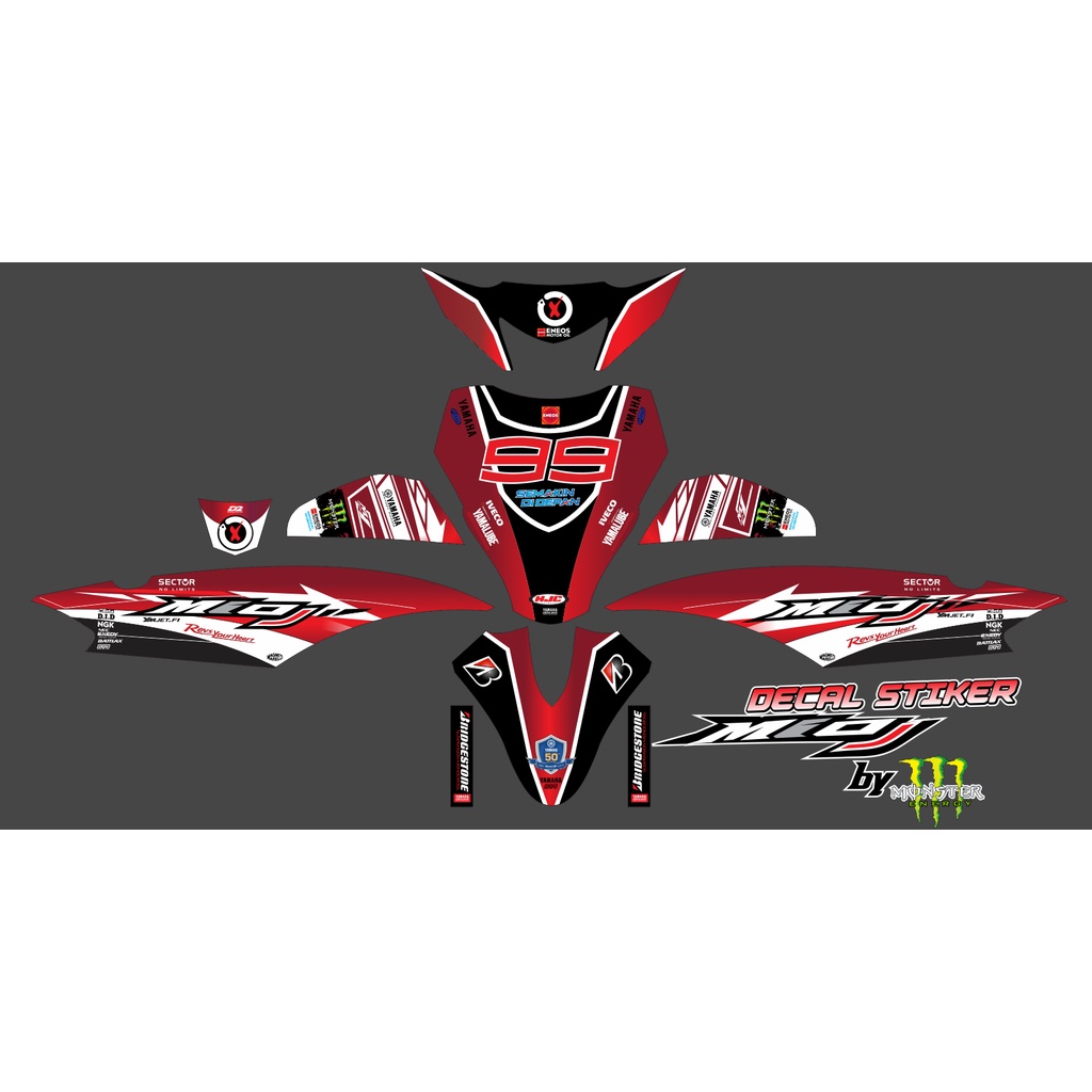 DECAL STIKER YAMAHA MIO J SPORTY MOTIF MONSTER ENRGI