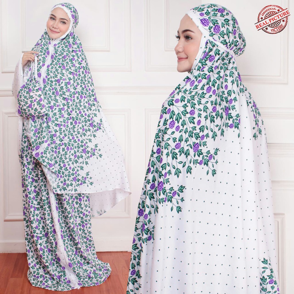 HOPYLOVY - Mukena Cantik Dewasa Jumbo Putih Motif Little Flower