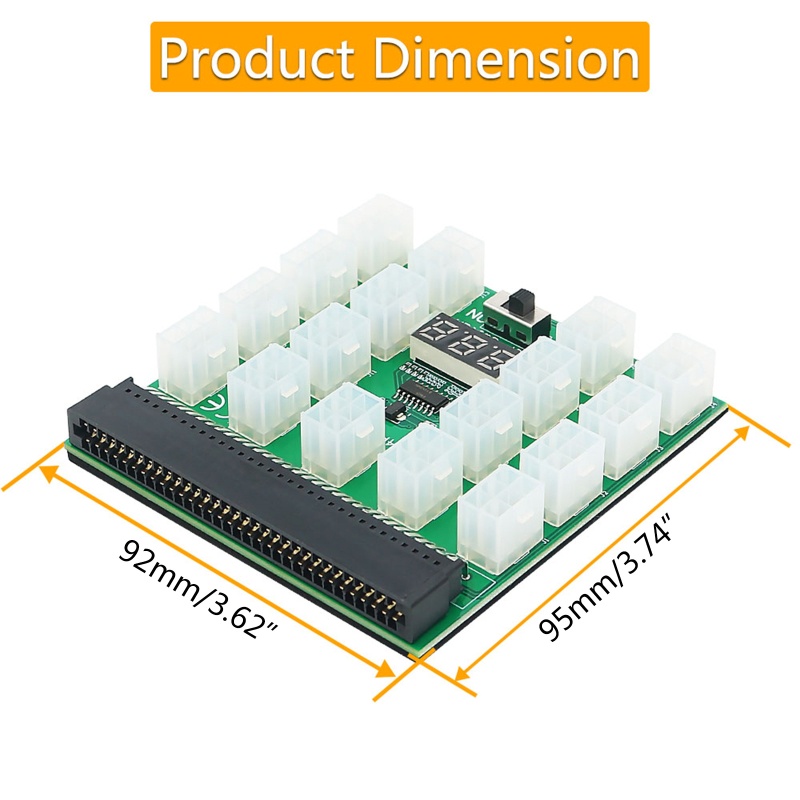 Btsg Server PSU Papan Konversi Daya 17port ATX 6pin Adapter Card 12V Graphics Power Supply Board Untuk Ethereum BTC M