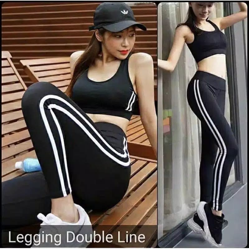 Legging List 2 Putih High Waist Import 991