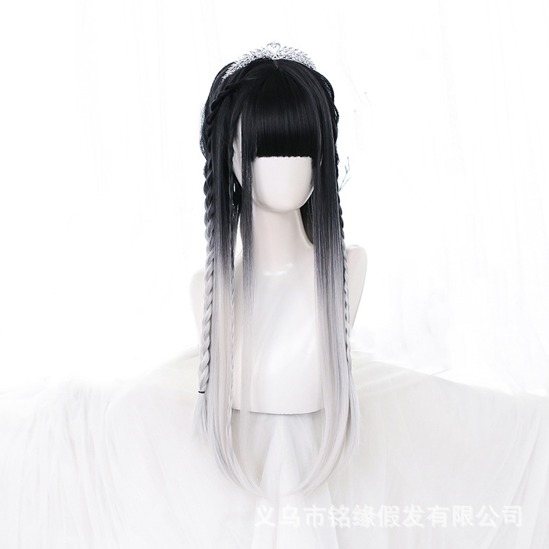 LOL-29 wig daily lolita rambut palsu jepang korea kpop idol gradasi silver