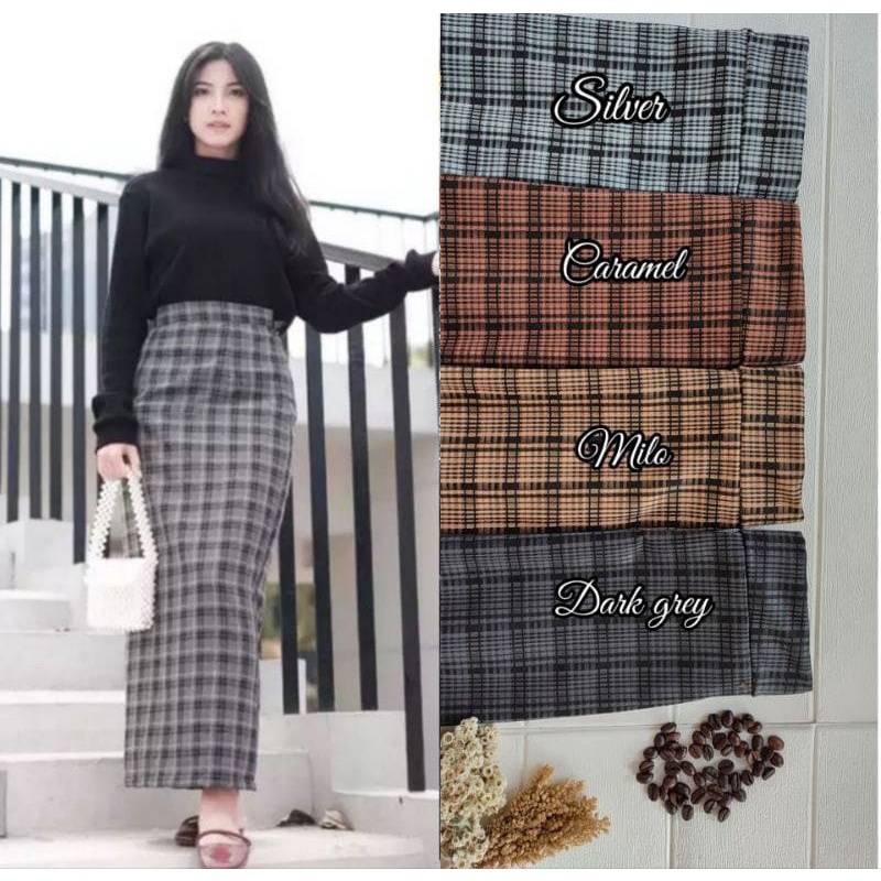 ROK SPAN TARTAN / KOTAK LONG SKIRT KOREAN STYLE