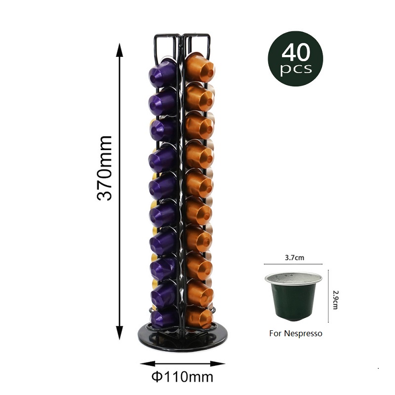 40 Capsul Tempat Kapsul Kopi Untuk Nespresso Coffee Capsule Holder Rotating Tower Rack