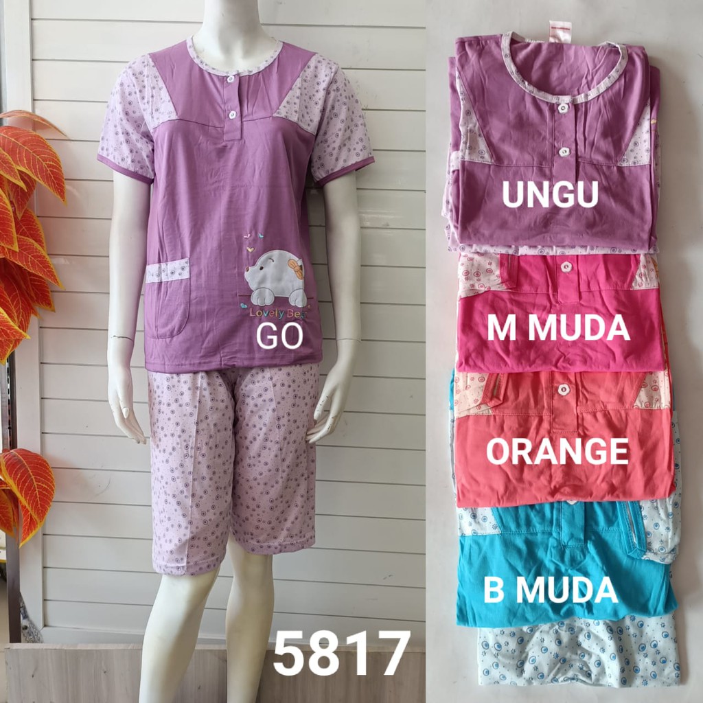 gos RSQ AMRO BABYDOLL 3/4 Dewasa Setelan Baju Tidur Busui Celana Pendek Lengan Pendek Berkancing