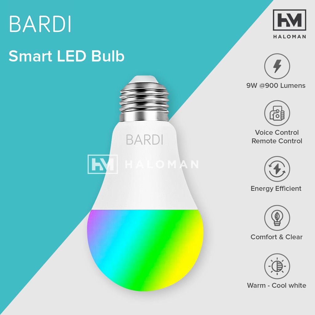 BARDI Smart Light Bulb Lamp Lampu Bohlam RGBWW 7W/9W/12W Wifi Wireless