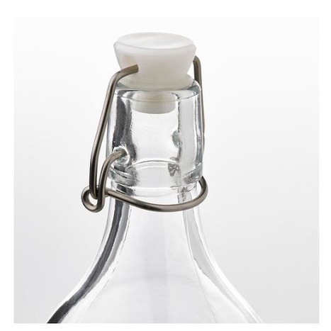 Botol Minum Kaca ikeea KORKE Botol dengan penutup, berpola biru/hijau, 1 liter, bahan kaca tebal den