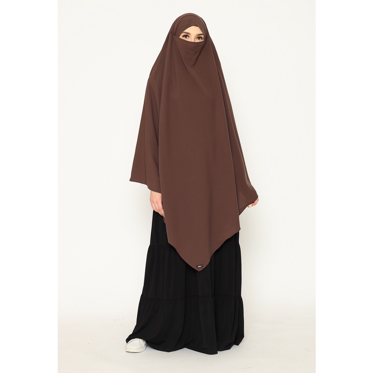 Allev French Khimar V-shape New Marhama Fortaleza Free Niqab Bandana - Mahoni Spice Matte