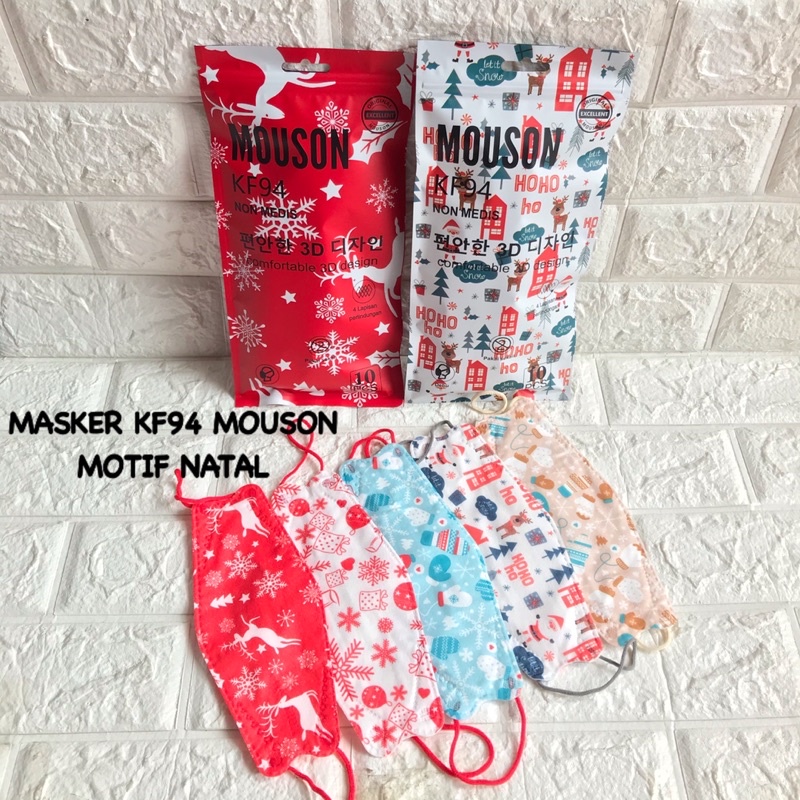 MASKER KF94 4MACAM MOTIF PIRAMID , NATAL , MARBLE 1PACK ISI 10PCS TERMURAH