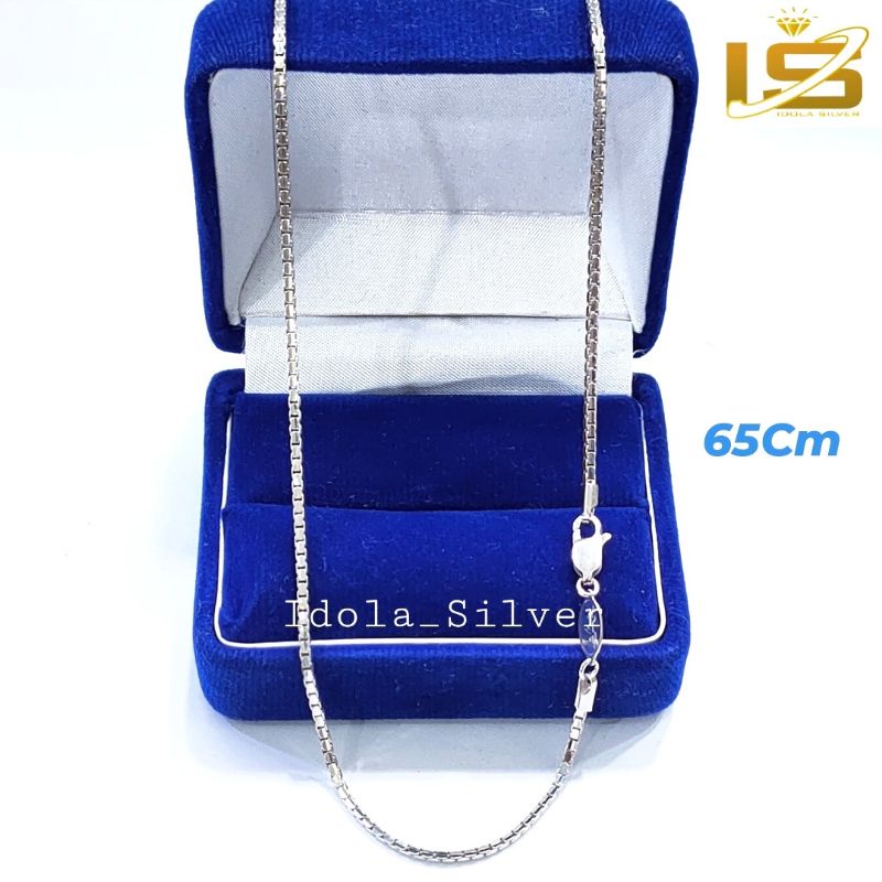 KALUNG PERAK ASLI PRIA WANITA SILVER 925 LAPIS EMAS PUTIH MODEL ITALI SANTA 65Cm - PERHIASAN PERAK ASLI