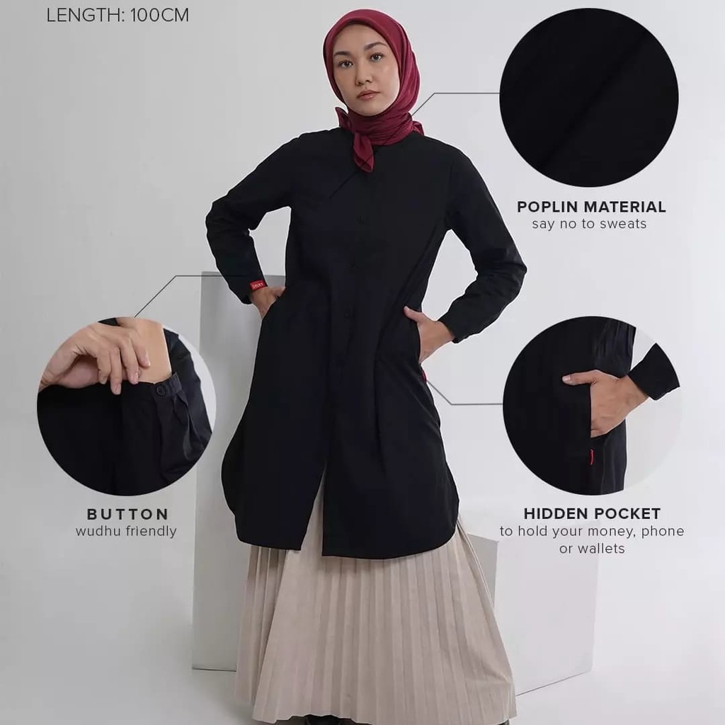 DAUKY - ATASAN TUNIK KEMEJA TERBARU POLOS MURAH - L TUNIC BASIC POPLIN