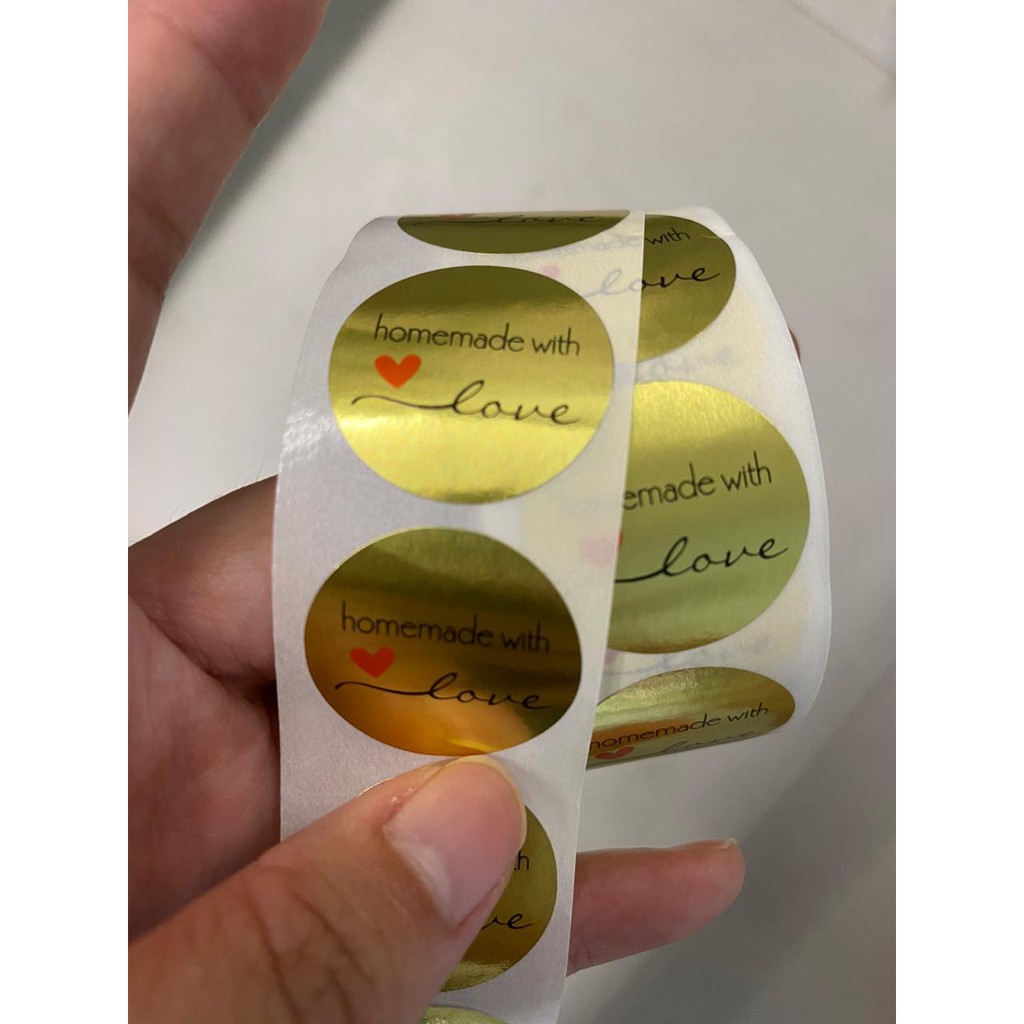 

Stiker Label Sticker Gold Emas Handemade with Love segel seal Present Handmade Hadiah Kado Gift