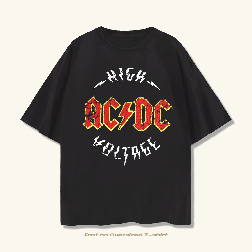 Ready Stock - Acdc Tshirt Vintage Oversized Tee Kaos Band Acdc High Voltage