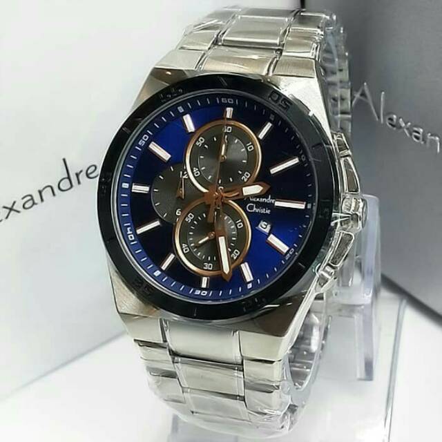 NEW JAM TANGAN ALEXANDRE CHRISTIE AC 6382 PRIA SILVER BLUE ORIGINAL