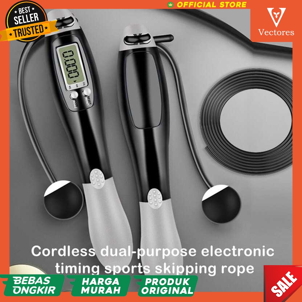 [ORIGINAL] Alat Lompat Tali Skipping Rope Ropless Dengan Penghitung LCD Terbaru Murah