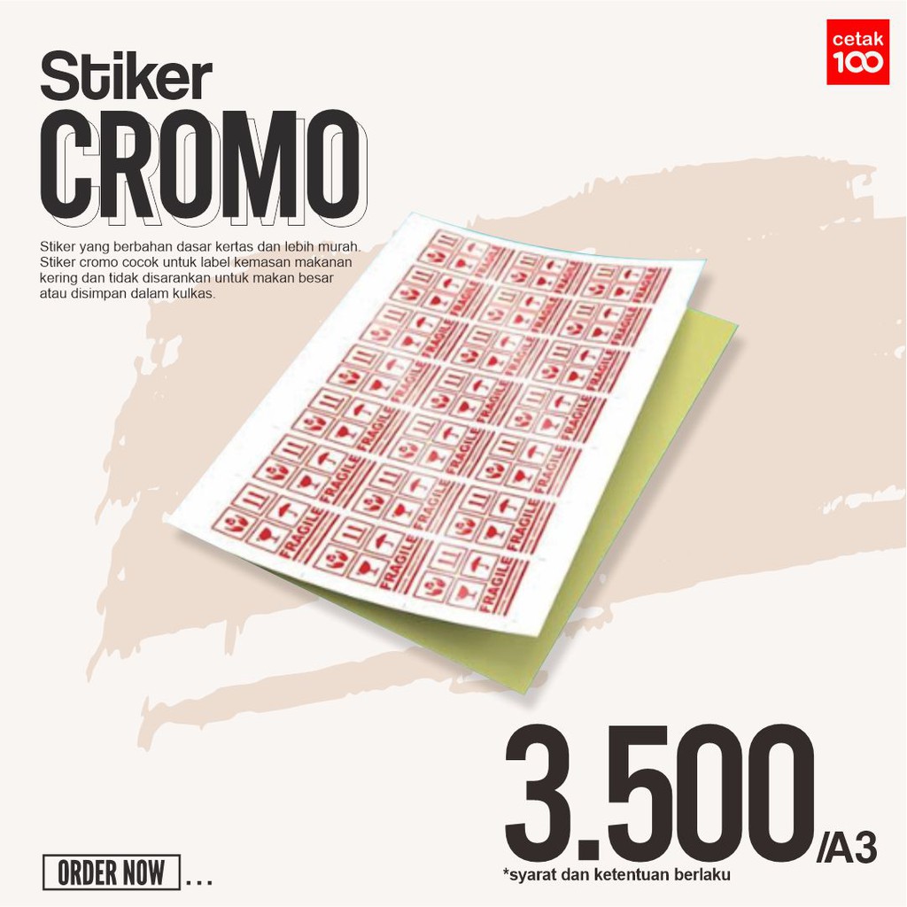 

Cetak Stiker / Print Stiker label Cromo A3+