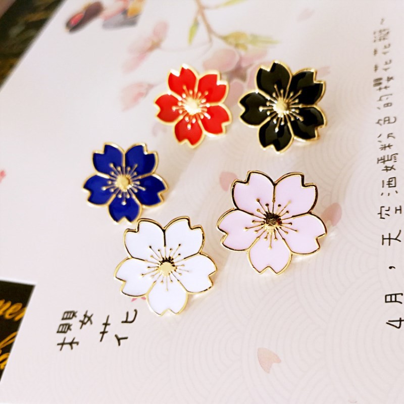 Bros Pin Kerah Desain Cherry Blossom Bahan Metal Gaya Jepang Untuk Seragam Sekolah