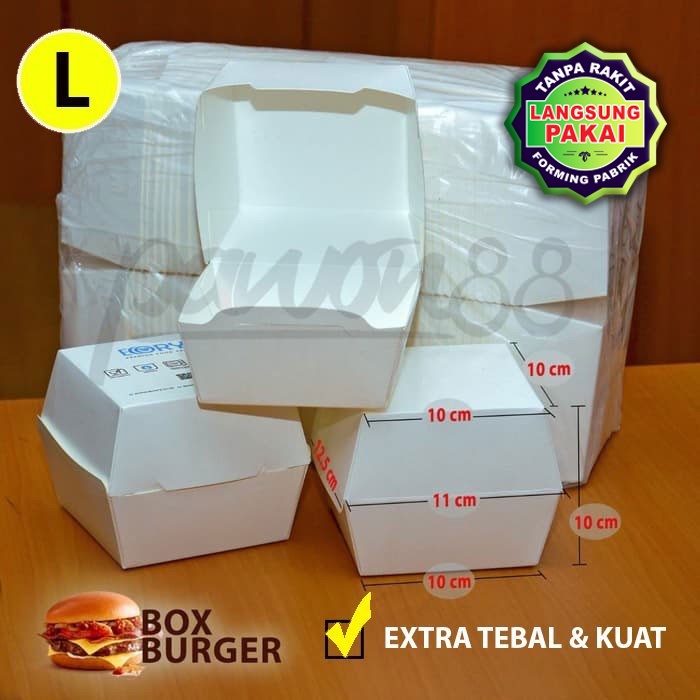 

Kotak Box Dus Burger | PUTIH - L - (50 Pcs)