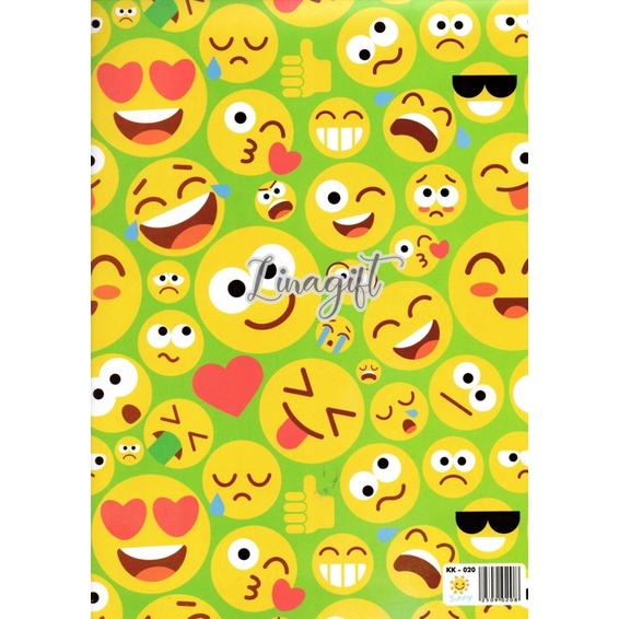 ( 5 Lembar ) SR HBD - KERTAS KADO GLOSY - GIFT WRAP PAPER HAPPY BIRTHDAY ULANG TAHUN ANAK CUPCAKE SAFARI PRESENT CELEBRATION EMOTICON PARTY SMILEY