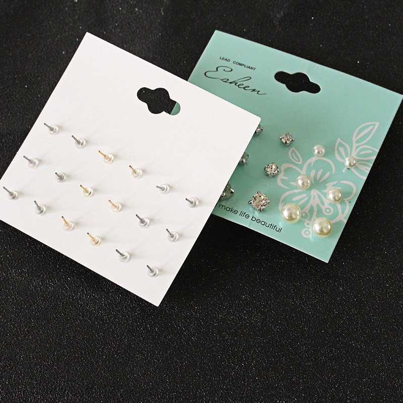 Set 9 pasang anting Anting berlian imitasi mutiara Anting-anting aksesoris fashion