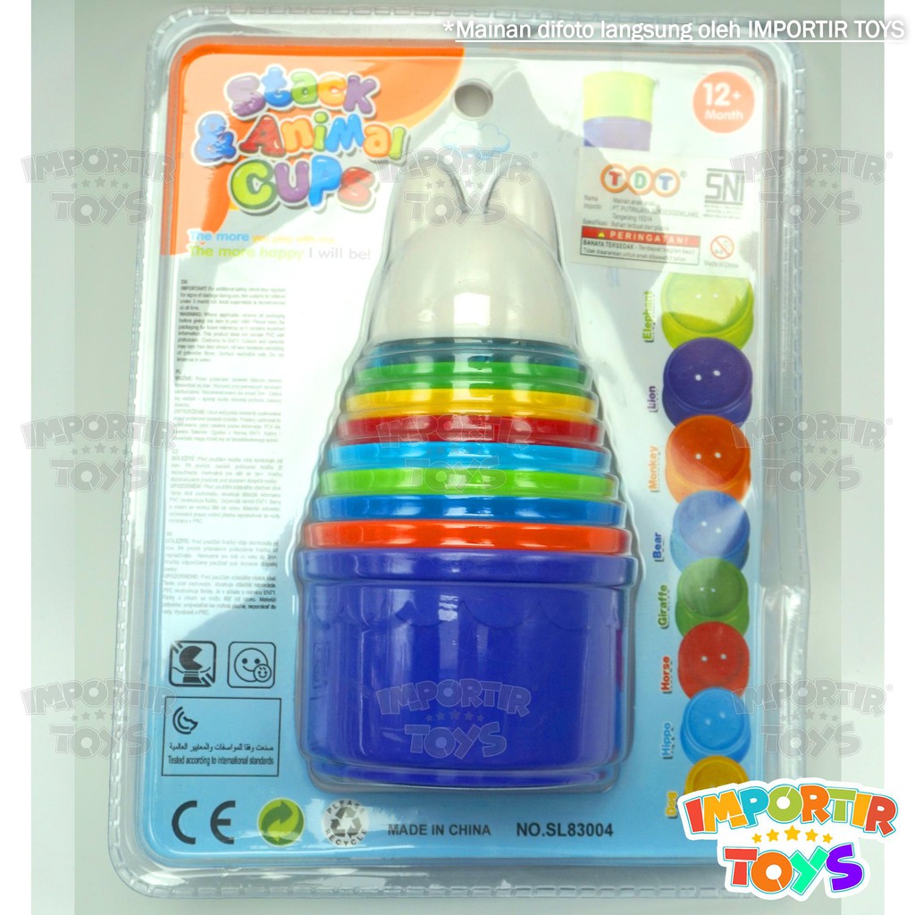 Mainan Edukasi Bayi Balok STACK &amp; ANIMAL CUPS IMPORTIR TOYS QUALITY (SNI)