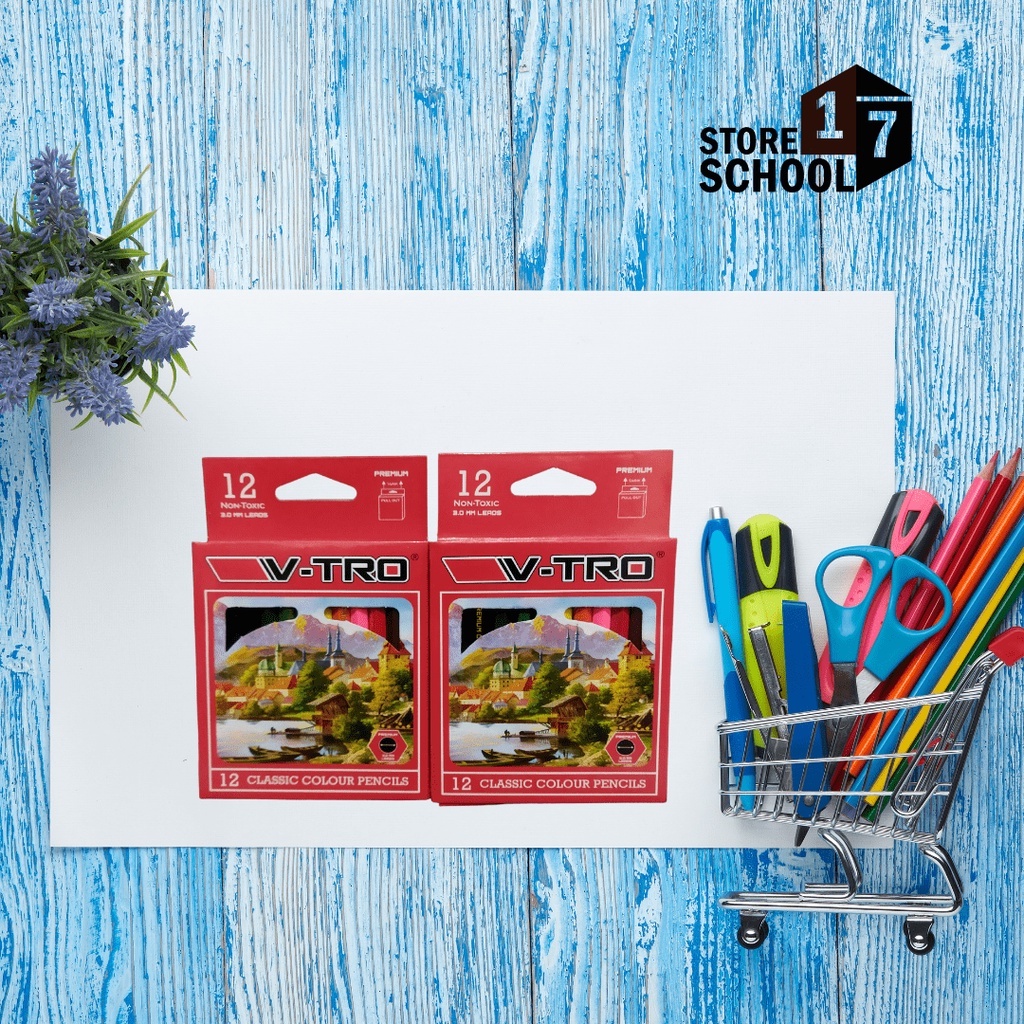 

Vtro Color Pencil / Pensil Warna Pendek CP-12 S/ 1 Set 12 Warna