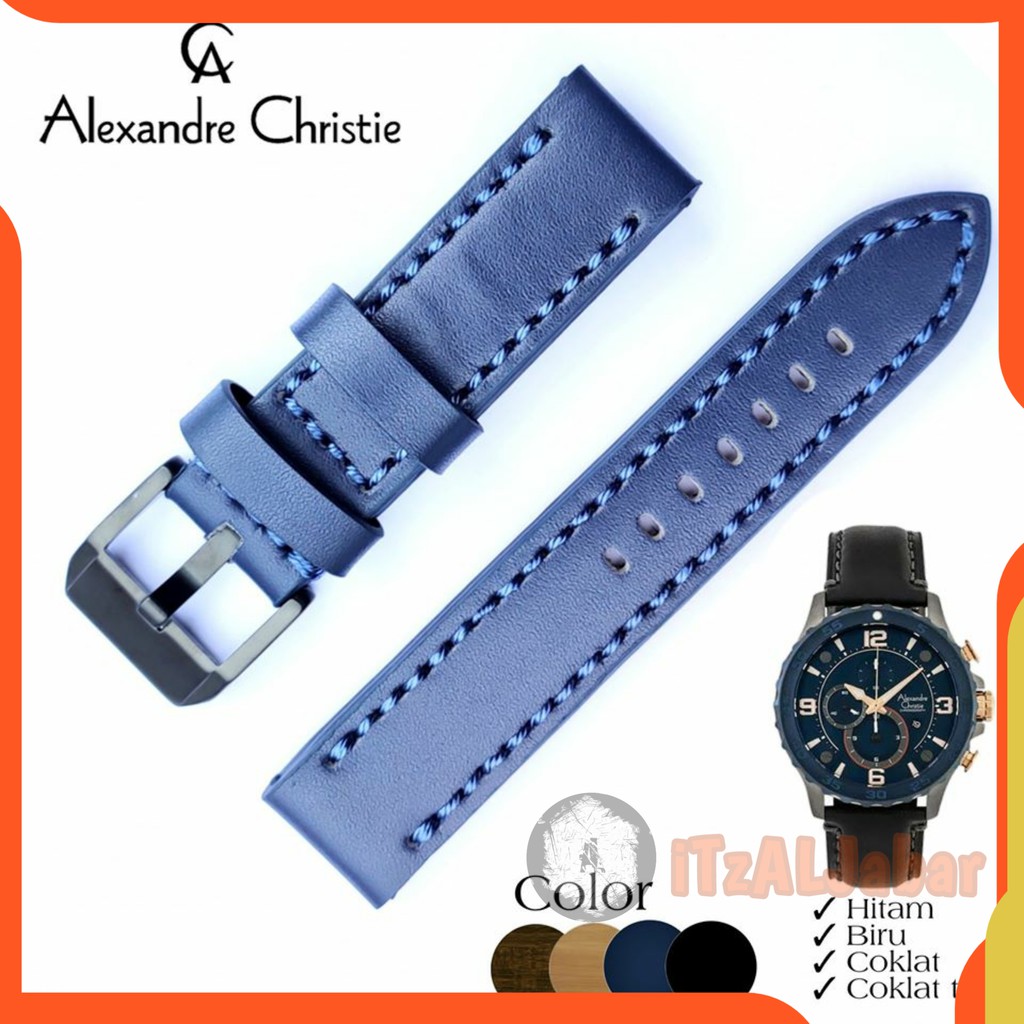 Tali jam tangan Alexandre christie 6505 kulit Asli Leather strap