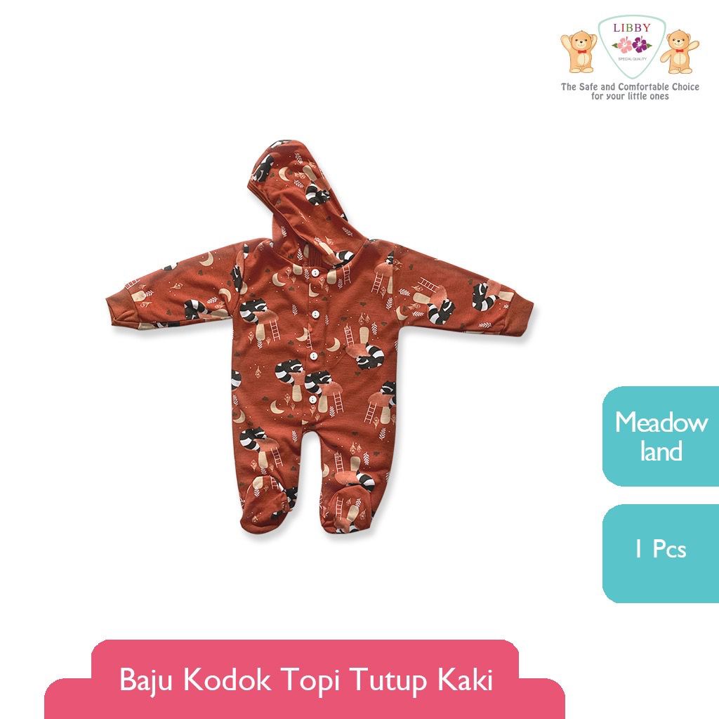 Libby Baby Meadow Land, Hazy Zoo Jumpsuit Topi Tutup Kaki/sleepsuit bayi