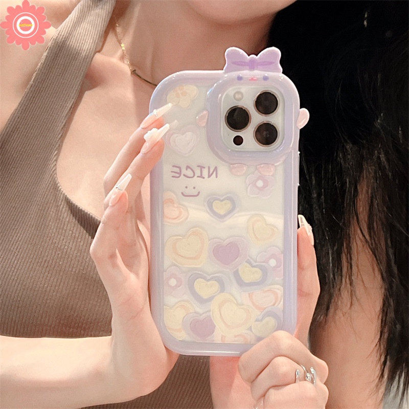 Soft Case Bumper Desain Hati Tersenyum Warna Ungu Untuk IPhone 11 7 8 14 Plus XR 6 6S 14 13 12 Pro MAX X XS MAX SE 2020