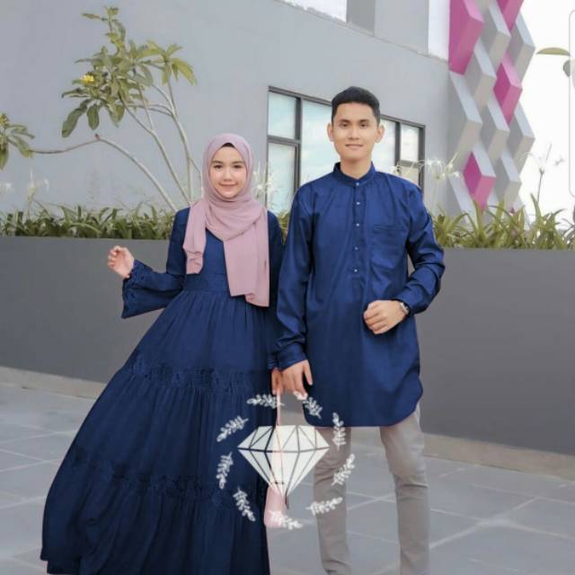 Ready tiga warna baju  couple kapel cople koko gamis  busana 