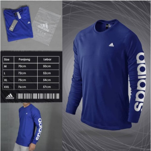 KAOS BAJU LENGAN PANJANG FASHION BRANDED SPORT PRIA WANITA ADIDAS ARM