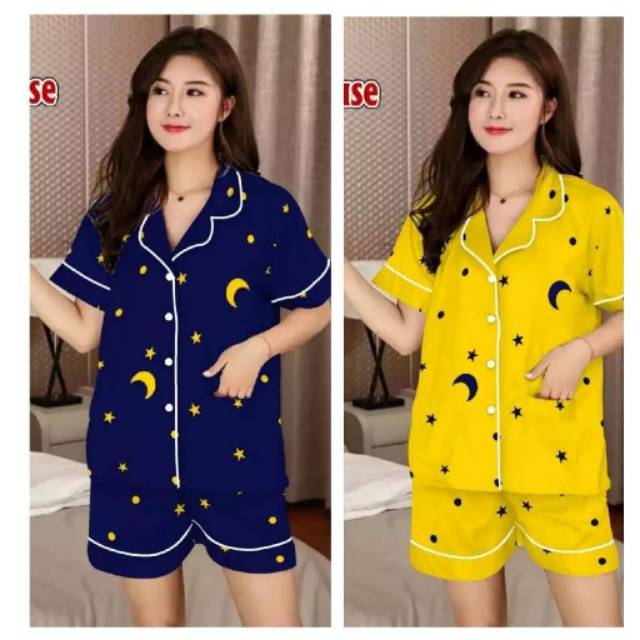  Baju  tidur  perempuan dewasa motif bulan  Shopee Indonesia