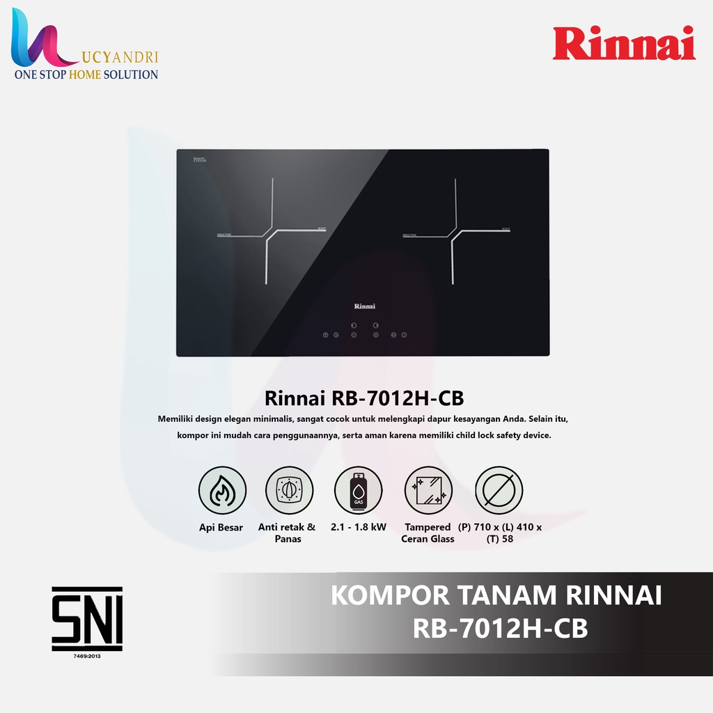 Rinnai Kompor Listrik Tanam 2 Tungku | RB-7012H-CB ORIGINAL RB70112HCB