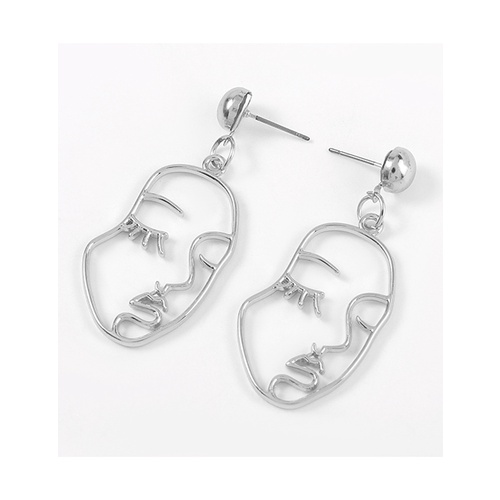 LRC Anting Tusuk Fashion Hollow Alloy Face Earrings V34807