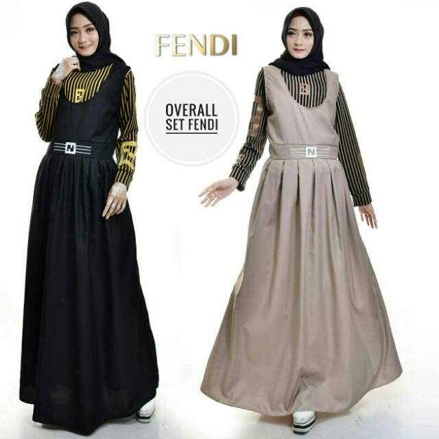 RI- Overall Set Fendi REAL PIC  Blouse scuba premium asli ld 110 melar adem