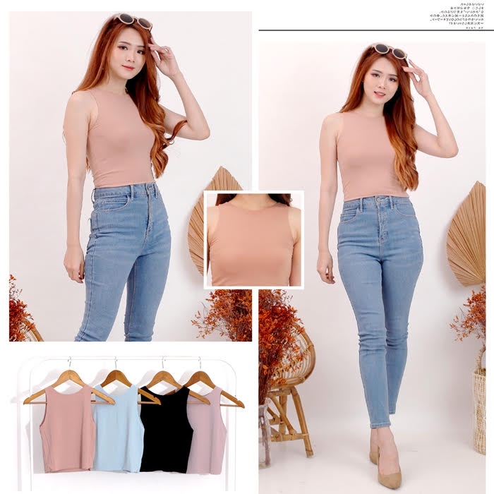 Tanktop Wanita Premium | Baju Wanita Korea | Atasan Wanita Crop | Tanktop Wanita Sexy - REIKA (Daich