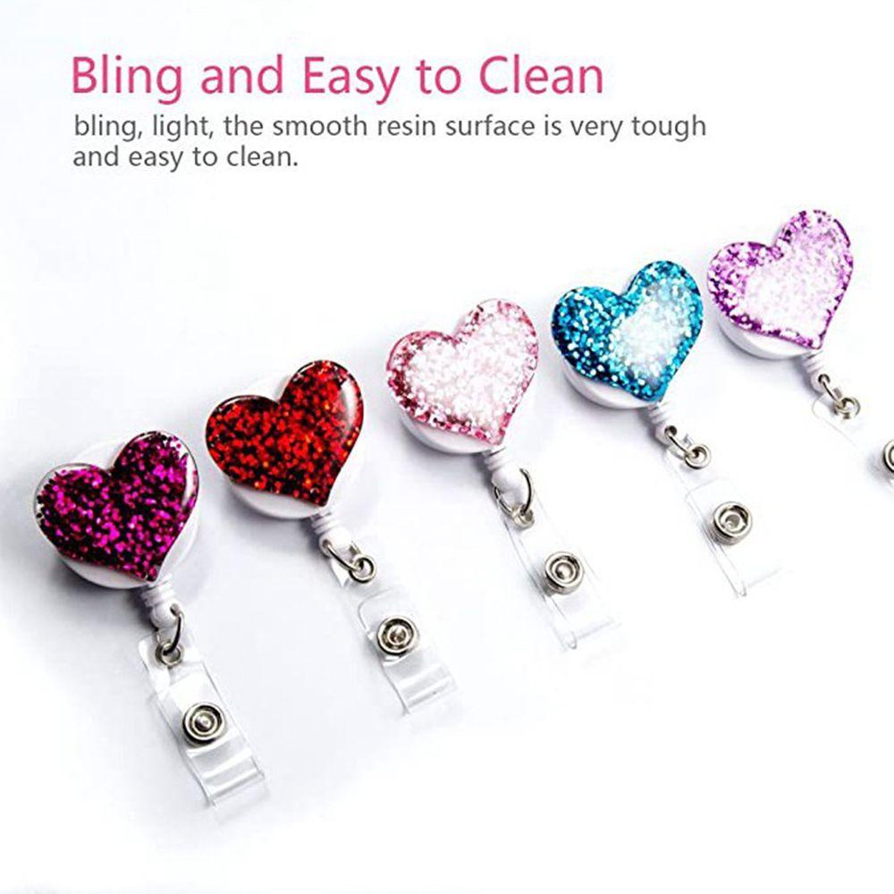 [Elegan] Heart Badge Holder Anti Hilang ID Card Kartu Kerja Kartu Nama Name Tag Holder