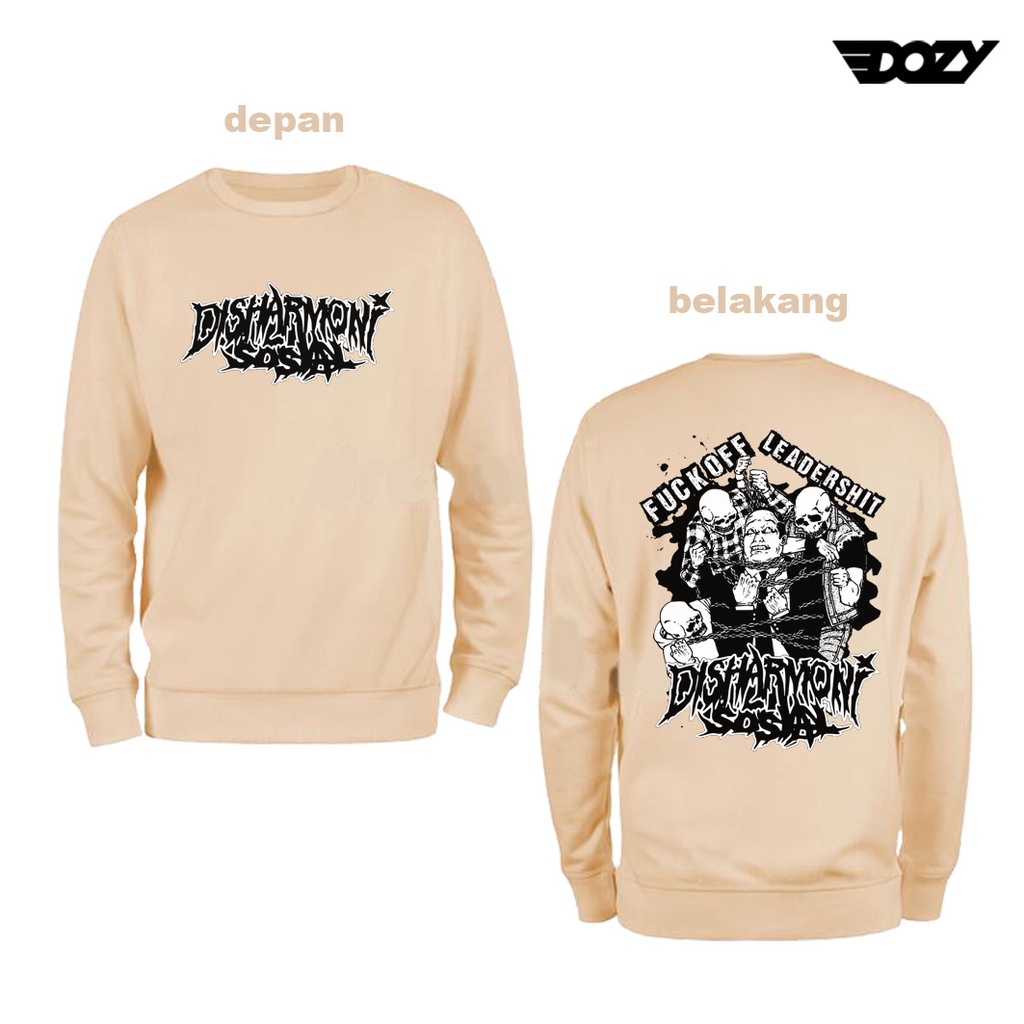 DOZY - CREWNECK SWEATER CREAM &amp; BLACK MOTIF UNISEX