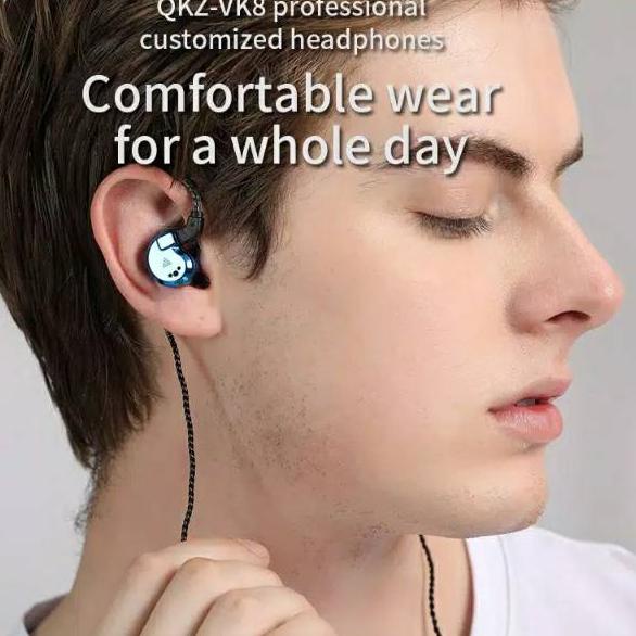 Best Seller QKZ VK8 with Mic Sport Gaming Hi-Res Earphones Hight Quality In-Ear Earbuds HIFI