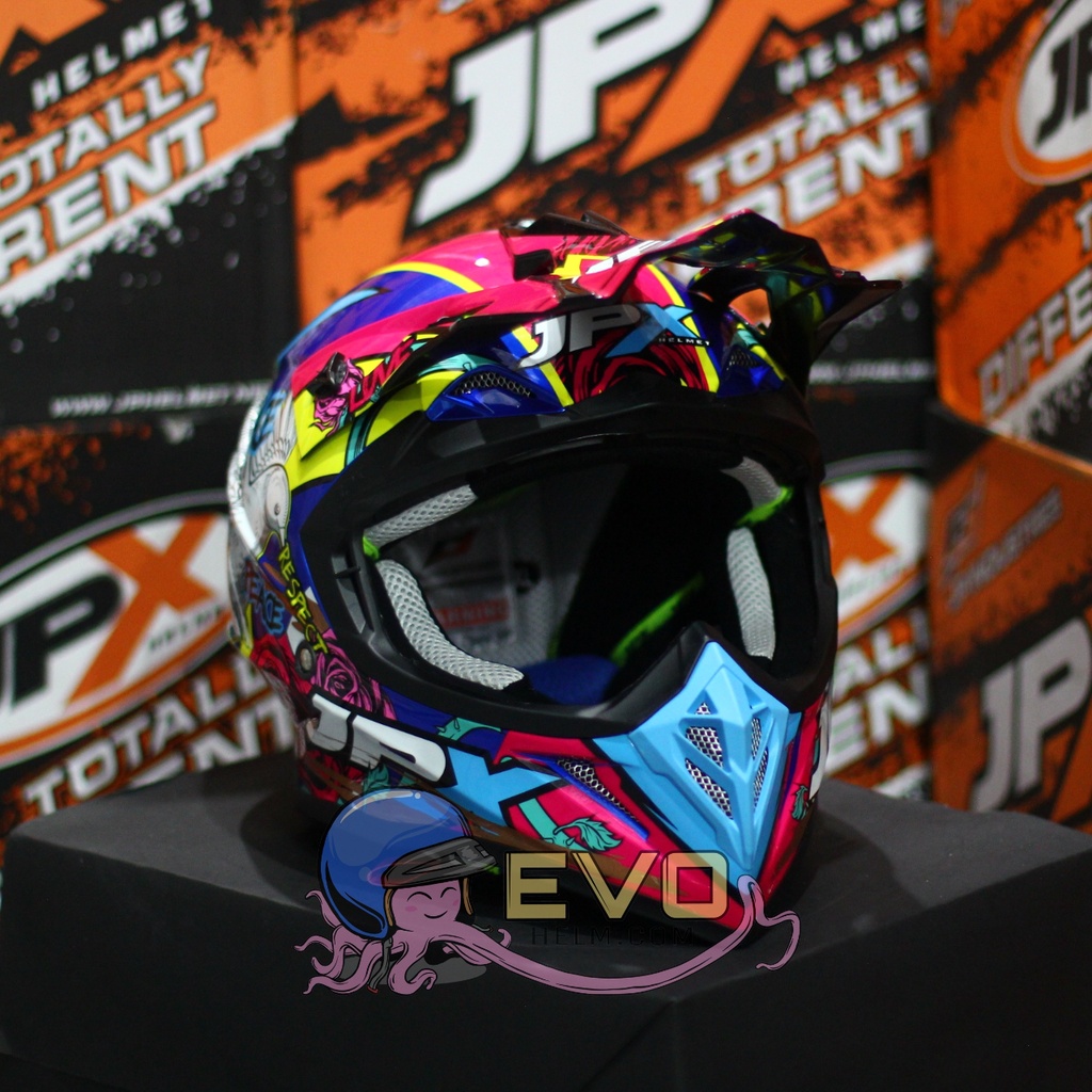 HELM JPX CROSS_FOX1 SERI X28 - PEPSI BLUE GLOSS + GOOGLE SNAIL (ONGKIR 2 KG) HELM JPX X28 BLUE PEPSI HELM JPX BIRU ORIGINAL HELM JPK CROSS JPX HELEM TRAIL JPX HELM JPX TERBARU