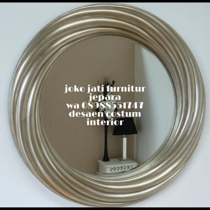 pigura bulat jati/pigura cermin/