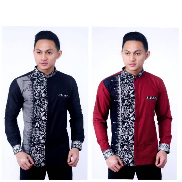 Baju Kurta Koko Pakistan Lengan Pendek | Merah Marun | Original Katun Oxford