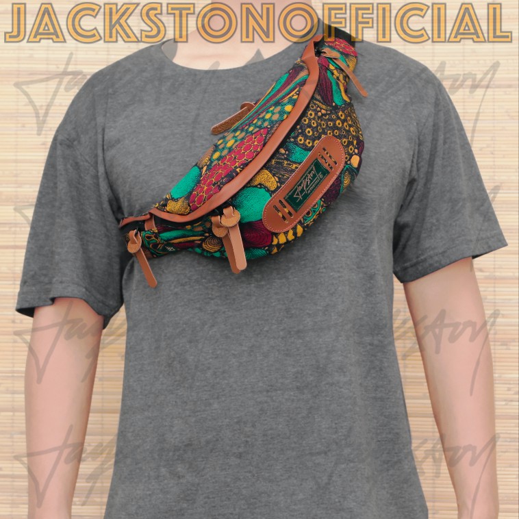 TANYA STOCK DAHULU .FriscoKes. Tas WaistBag Jackston Pria SlingBag Batik Rajut Ethnic WaistPack Fann